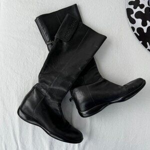 Prada Sport Black Leather Boots Size 38.5